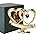 24K Gold Plated Double Heart Crystal Table Ornament for Anniversary